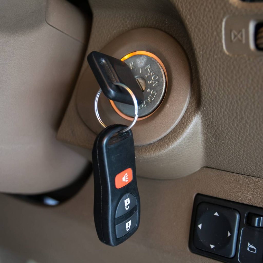 car key in ignition